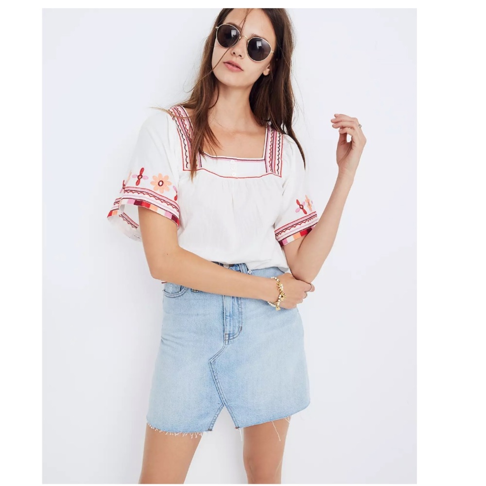 Madewell Rigid Denim A-Line Mini Skirt: Cutout Edition